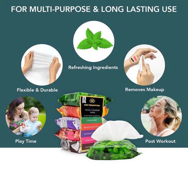 Alt view image 2 of 7 - Makeup Remover Wipes - Bulk Pack, Gentle Cleansing Wipes for Easy Makeup Removal, Mint, Rosehip, Vitamin C, Lavender & Coconut