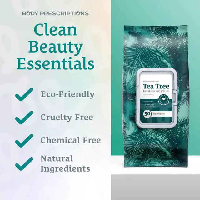 Alt view image 6 of 7 - Makeup Cleansing Wipes - Gentle and Effective Face Wipes, 50 Count (Pack of 2), Tea-Tree