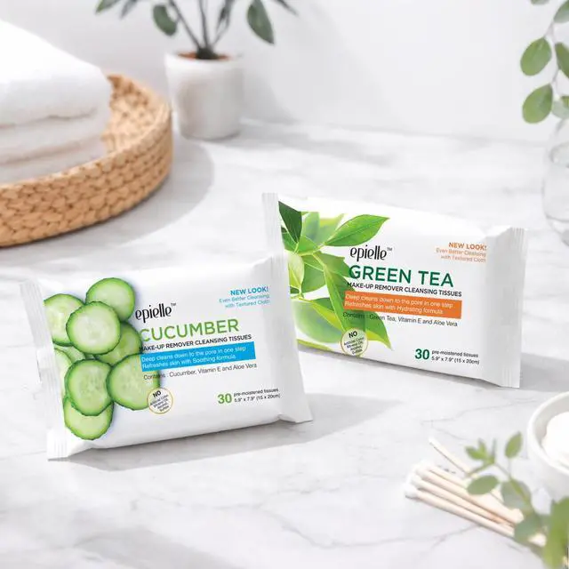 Alt view image 7 of 7 - Cucumber Makeup Remover Wipes, Gentle Daily Facial Cleanser Towelettes, Remove Dirt, Oil & Waterproof Mascara, Stocking Stuffers, 30 Count (Pack of 6)