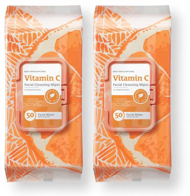 Main image of Makeup Cleansing Wipes - Gentle and Effective Face Wipes, 1 Count (Pack of 2), Vitamin C