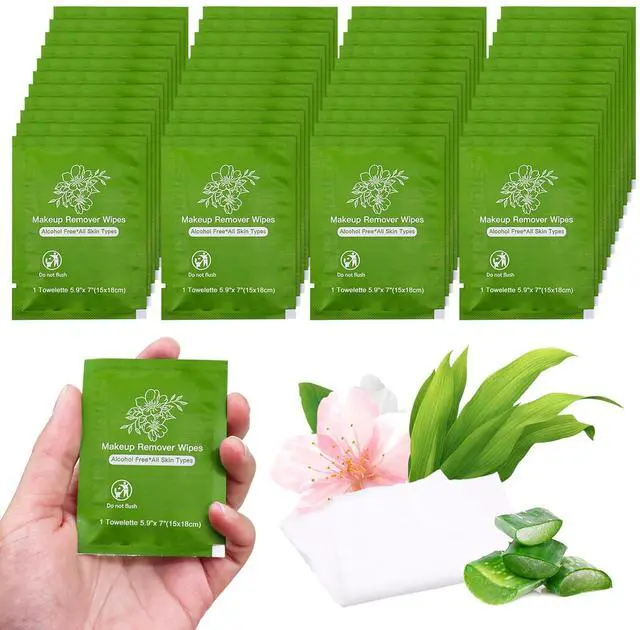 Main image of 50 Makeup Remover Wipes Bulk Individually Wrapped Travel Makeup Wipes