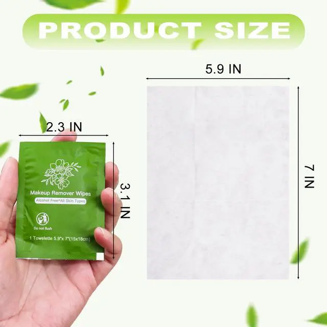 Alt view image 2 of 6 - 50 Makeup Remover Wipes Bulk Individually Wrapped Travel Makeup Wipes