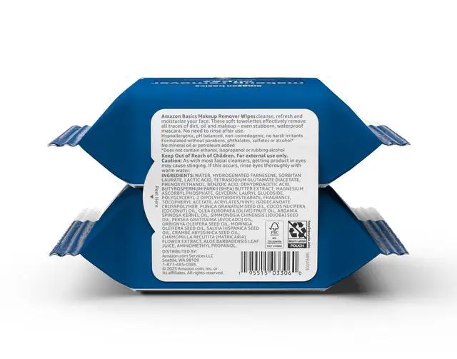 Alt view image 2 of 5 - Makeup Remover Wipes, Gentle Cleansing, Dermatologist Tested, pH-Balanced, Plant Based, Alcohol-Free, Removes Waterproof Mascara, 25 Count, 2-Pack