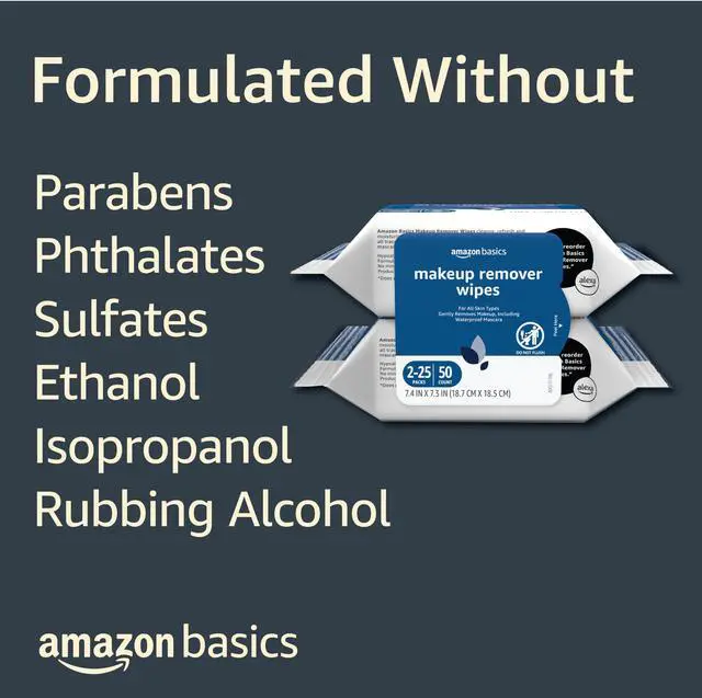 Alt view image 4 of 5 - Makeup Remover Wipes, Gentle Cleansing, Dermatologist Tested, pH-Balanced, Plant Based, Alcohol-Free, Removes Waterproof Mascara, 25 Count, 2-Pack