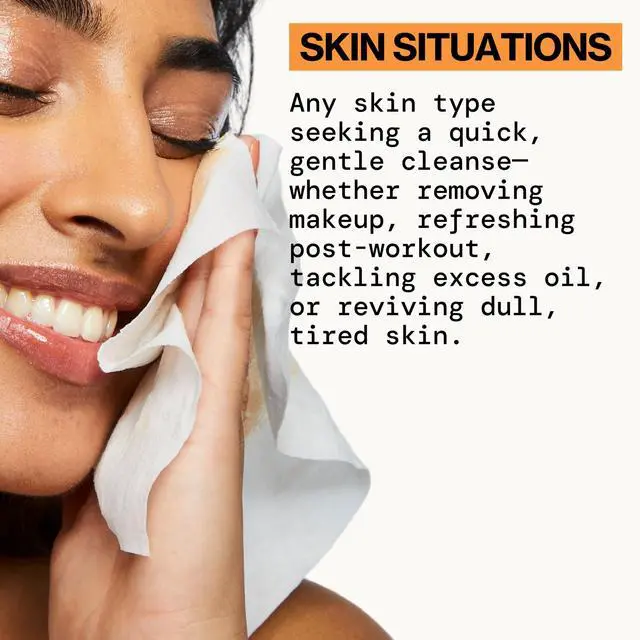 Alt view image 2 of 7 - Glowing Makeup Remover Wipes - with Glycolic Acid for AHA Exfoliating and Facial Cleansing - No Rinse Face Cleaning Towelettes - Dermatologist Tested, 30 Count