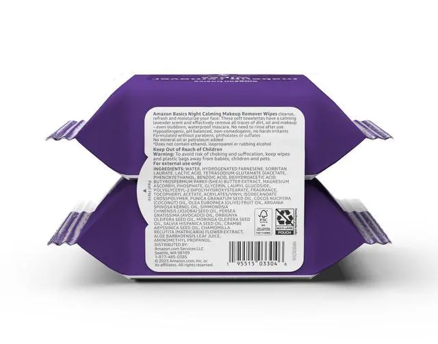 Alt view image 2 of 5 - Makeup Remover Wipes, Gentle Cleansing, Dermatologist Tested, Night Calming, Plant Based, Alcohol-Free, Removes Waterproof Mascara, 25 Count Per Pack, Pack of 2