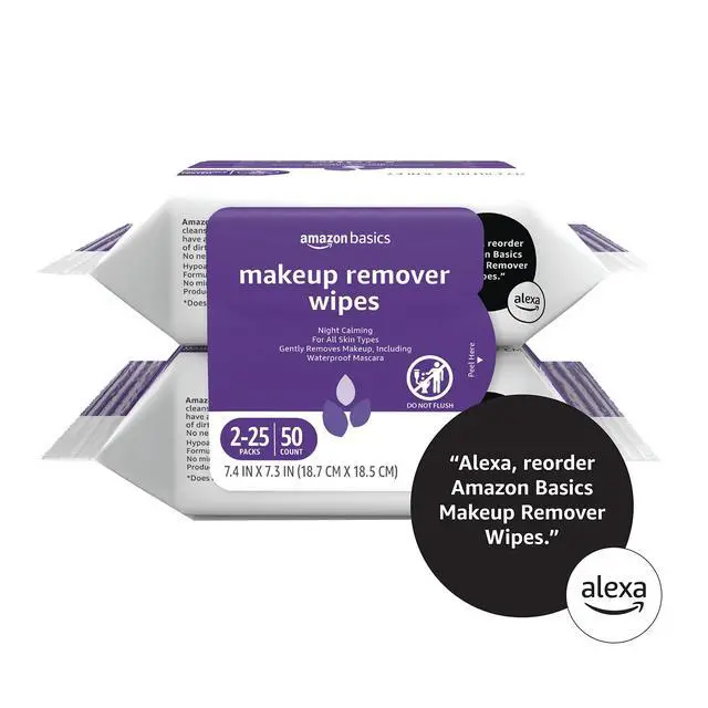 Alt view image 5 of 5 - Makeup Remover Wipes, Gentle Cleansing, Dermatologist Tested, Night Calming, Plant Based, Alcohol-Free, Removes Waterproof Mascara, 25 Count Per Pack, Pack of 2