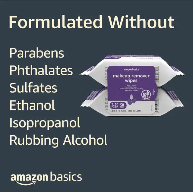 Alt view image 4 of 5 - Makeup Remover Wipes, Gentle Cleansing, Dermatologist Tested, Night Calming, Plant Based, Alcohol-Free, Removes Waterproof Mascara, 25 Count Per Pack, Pack of 2