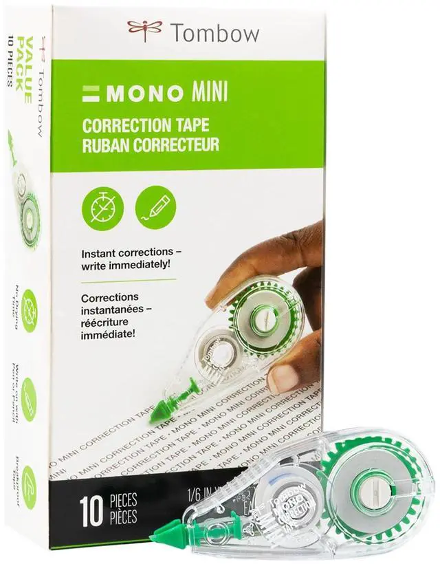 Main image of Tombow 68722 MONO Mini Correction Tape Easy to Use Applicator for Instant Corrections,Clear, 10-Pack