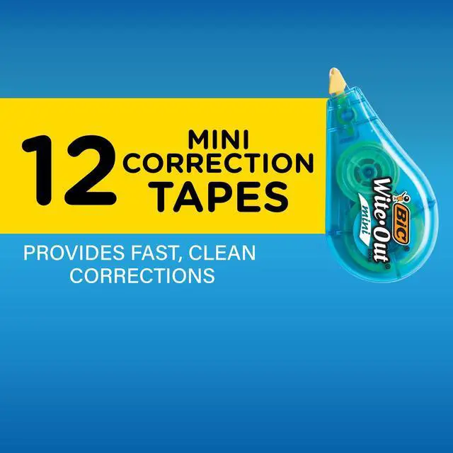 Alt view image 3 of 7 - Wite-Out Mini Correction Tape, White, No Dry Time, Long Lasting, 12-Count (Tape Body Colors May Vary)