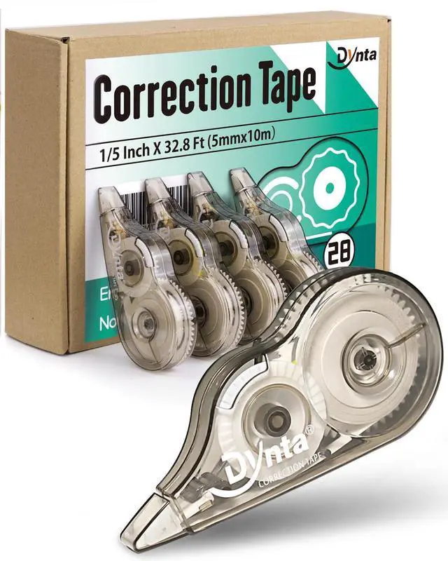 Main image of Dynta Correction Tape 28 Pack, White Mistake Out, Transparent Dispenser, 1/5 Inch X 32.8 Ft (5mmx10m), Correction Supplies Ergonomic Design Instant Fixes