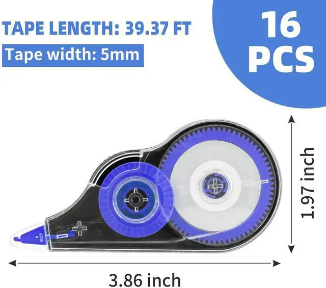 Alt view image 2 of 7 - JEFURE 16 Pcs 39.4 Ft Colorful Correction Tape, Tear-Resistant White Correct Bulk, White Mistake Out for Instant Corrections, School, Office, Note Taking