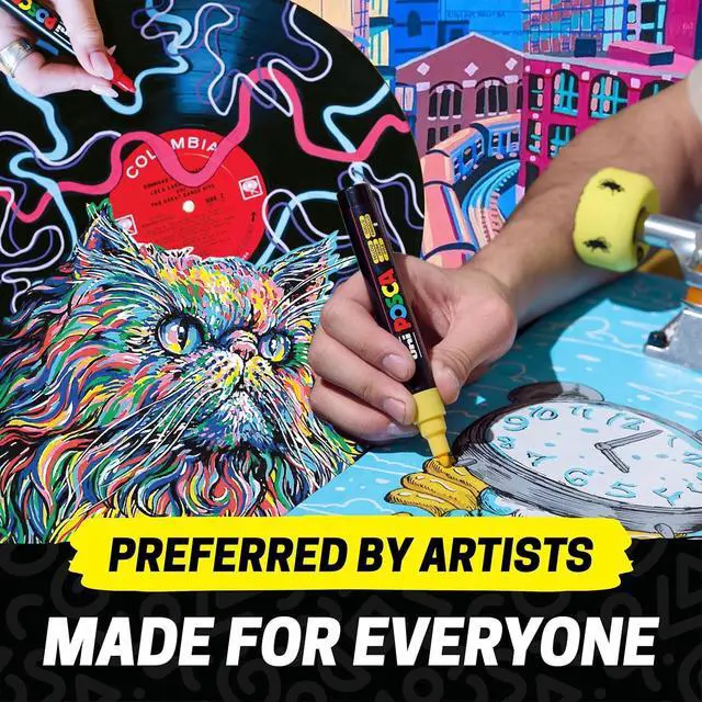 Alt view image 3 of 7 - Uni Posca Paint Markers, 3M Fine Point Acrylic Paint Pens with Reversible Tips, Art Supplies For Gifts, Decorations Fabric, Metal, Glass, Wood and Canvas, 8 Pack