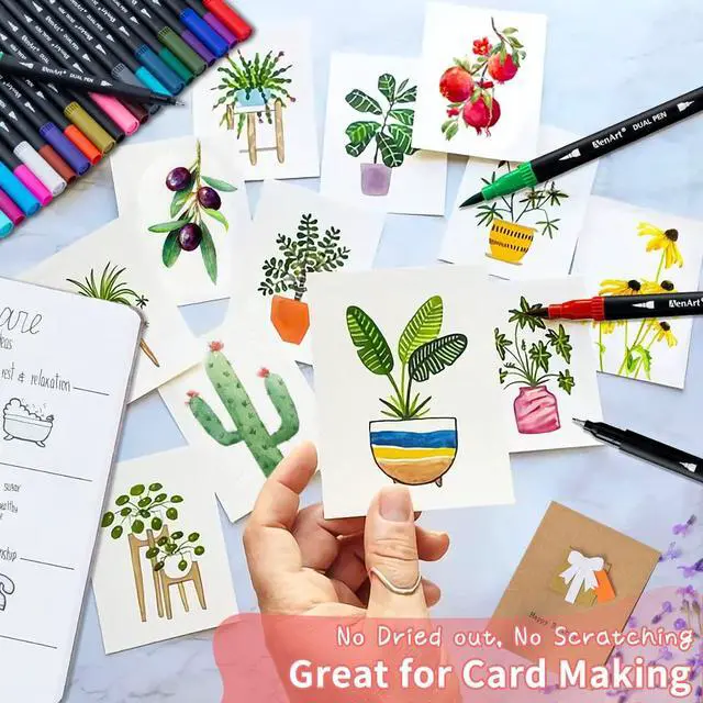 Alt view image 4 of 7 - 36 Dual Brush Markers for Adult Coloring Books - Fine & Brush Double Pens for Journaling, Calligraphy, Drawing, Art + Craft Supplies for Gifts Trendy Stuff