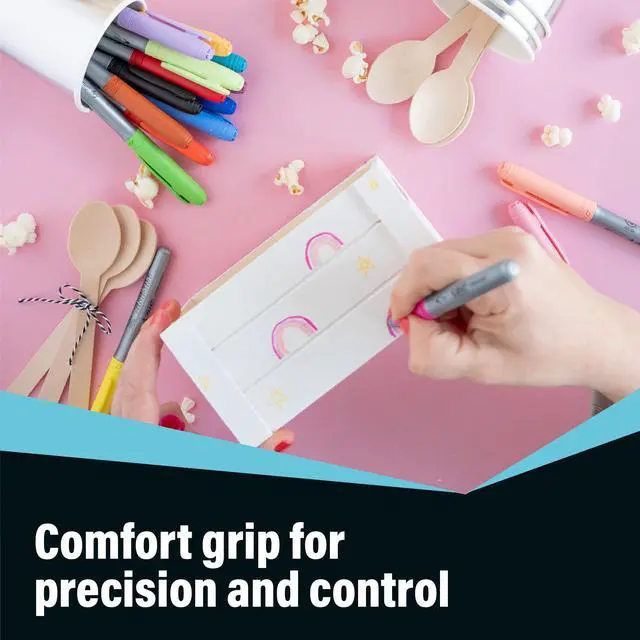 Alt view image 3 of 6 - BIC Intensity Black Permanent Markers, Fine Point, 12-Count Pack of Black Markers With Non-Slip Grip for Comfort and Control
