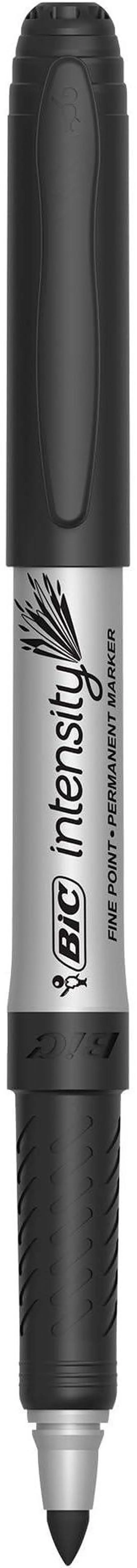 Alt view image 4 of 6 - BIC Intensity Black Permanent Markers, Fine Point, 12-Count Pack of Black Markers With Non-Slip Grip for Comfort and Control