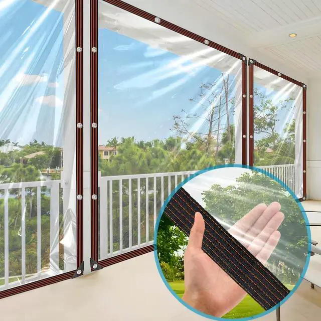 Alt view image 2 of 6 - Clear Tarps Heavy Duty Waterproof - 4x6ft-2pcs Clear Plastic Tarp with Grommets Transparent Vinyl Tarp for Porch Patio Enclosure Tarpaulin for Outdoor Furniture Window Cover