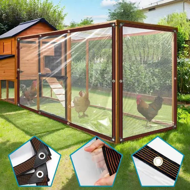 Alt view image 3 of 6 - Clear Tarps Heavy Duty Waterproof - 4x6ft-2pcs Clear Plastic Tarp with Grommets Transparent Vinyl Tarp for Porch Patio Enclosure Tarpaulin for Outdoor Furniture Window Cover
