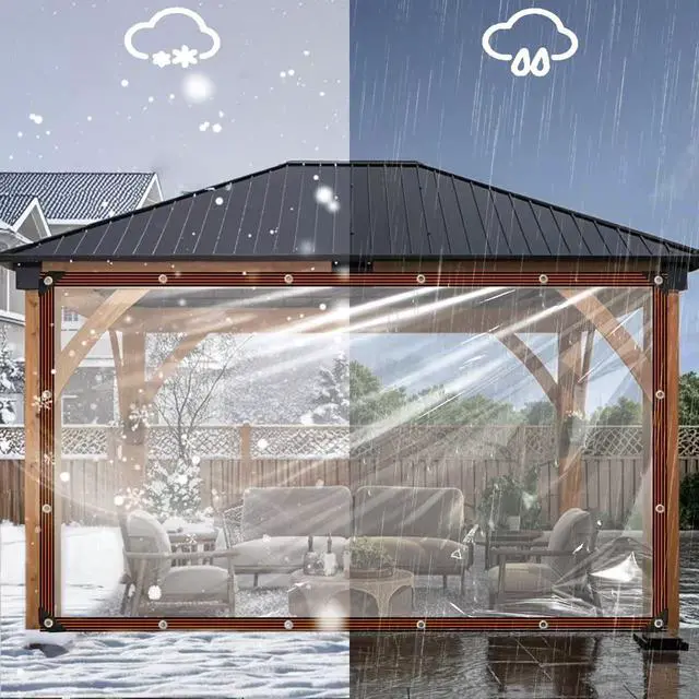 Alt view image 4 of 6 - Clear Tarps Heavy Duty Waterproof - 4x6ft-2pcs Clear Plastic Tarp with Grommets Transparent Vinyl Tarp for Porch Patio Enclosure Tarpaulin for Outdoor Furniture Window Cover