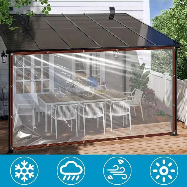 Alt view image 5 of 6 - Clear Tarps Heavy Duty Waterproof - 4x6ft-2pcs Clear Plastic Tarp with Grommets Transparent Vinyl Tarp for Porch Patio Enclosure Tarpaulin for Outdoor Furniture Window Cover