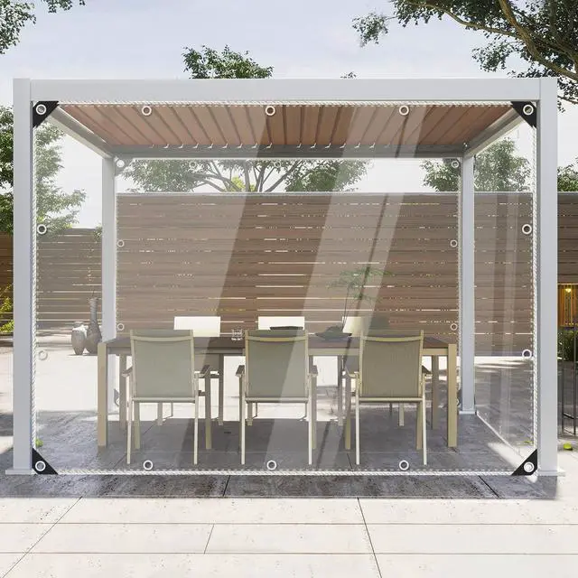 Main image of Clear Tarps Heavy Duty Waterproof, 15Mil Transparent PVC Vinyl Tarpaulin with Grommets, Ropes, Reinforced Edge, Tear-Resistant, Anti-UV for Greenhouse, Patio, Garden, Porch, Pavilion, Outdoor