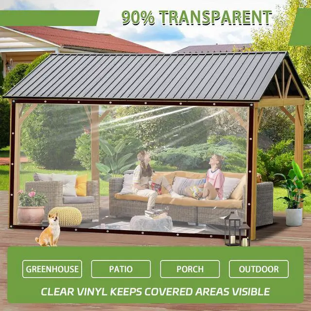 Alt view image 2 of 7 - Cenhadam Clear Tarp with Grommets 4x6 ft,10 Mil Waterproof Vinyl