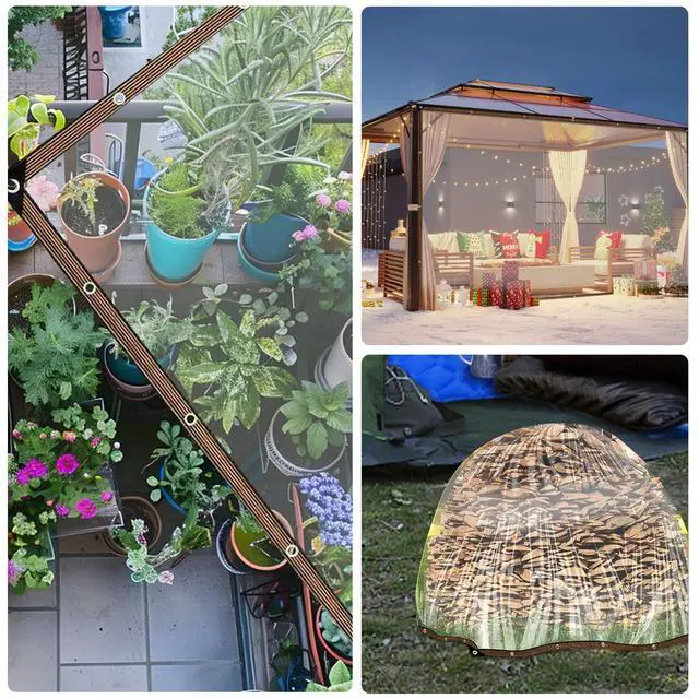 Alt view image 7 of 7 - Banax 6.6X10FT Clear Tarpaulin Waterproof Heavy Duty Transparent PVC Tarp with Reinforced Eyelets Every 1m, Windproof Cover for Greenhouse, Pergola, Garden, Pool, Chicken Coop