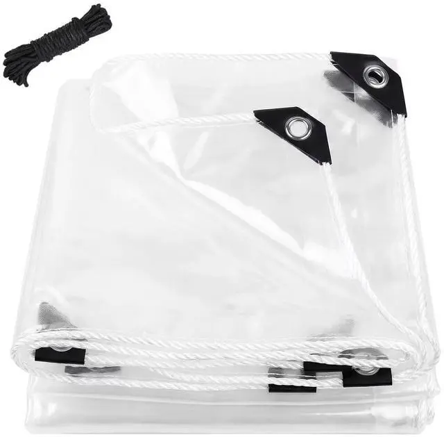Main image of 4x6FT Clear Tarp - PE Clear Vinyl Tarp Edge Hot Melt Heavy Duty Clear Waterproof Tarps, with Reinforced Grommets,Tear Resistant for Patio Cover, Greenhouse, Chicken Coops & Porch