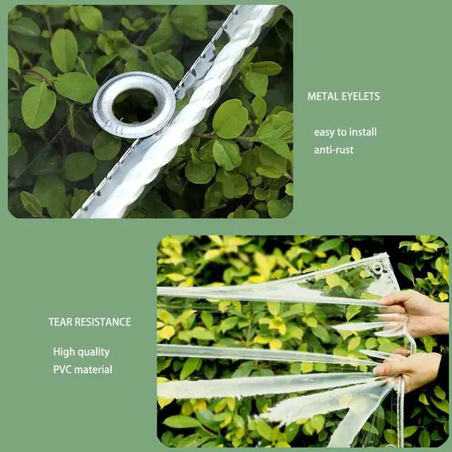 Alt view image 3 of 6 - 4X6ft Clear Tarp with Grommets,Transparent Heavy Duty Waterproof Tarpaulin Cover with Reinforced Edge,14Mil Thickened Tear Resistant Waterproof PVC Vinyl Tarp for Patio,Camping,Greenhouse
