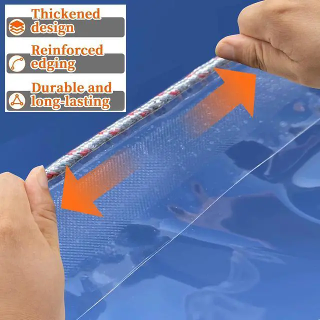 Alt view image 5 of 7 - 4x6FT Clear Tarp - PE Clear Vinyl Tarp Edge Hot Melt Heavy Duty Clear Waterproof Tarps, with Reinforced Grommets,Tear Resistant for Patio Cover, Greenhouse, Chicken Coops & Porch