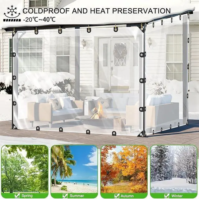 Alt view image 6 of 7 - 4x6FT Clear Tarp - PE Clear Vinyl Tarp Edge Hot Melt Heavy Duty Clear Waterproof Tarps, with Reinforced Grommets,Tear Resistant for Patio Cover, Greenhouse, Chicken Coops & Porch