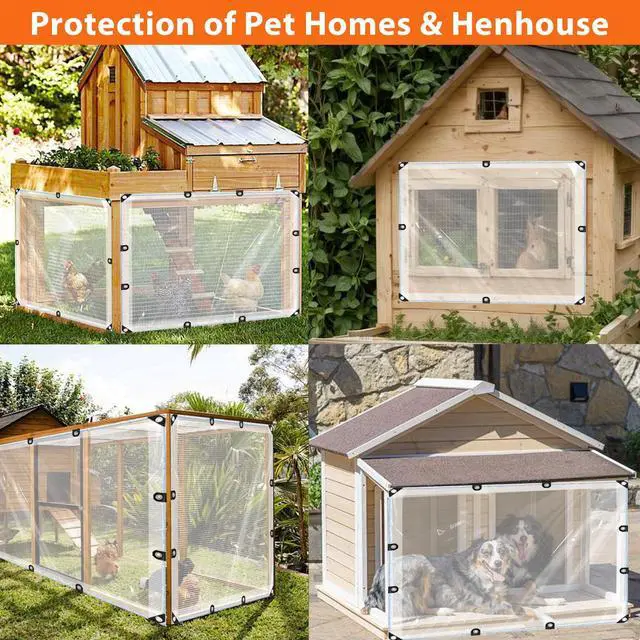 Alt view image 7 of 7 - 4x6FT Clear Tarp - PE Clear Vinyl Tarp Edge Hot Melt Heavy Duty Clear Waterproof Tarps, with Reinforced Grommets,Tear Resistant for Patio Cover, Greenhouse, Chicken Coops & Porch