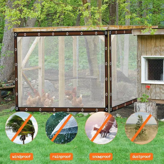 Alt view image 4 of 7 - ZYP 8x10 FT Heavy Duty Clear Waterproof Tarps Outdoor Garden Rainproof Covering,Clear Vinyl Tarp with Grommets,Transparent Waterproof Tarpaulin for Covering Henhouse Porch Canopy Plant Camping