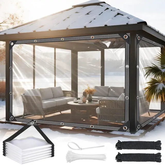 Main image of Clear Tarps Heavy Duty Waterproof, 14 Mil Clear Plastic Tarp with Grommets