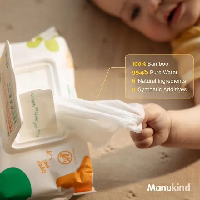 Alt view image 4 of 7 - ManuKind Manuka Honey Infused Baby Wipes, Ultra Gentle, 100% Bamboo Fiber, Soft Comfort for Sensitive Skin, Dermatologist Tested, Made in New Zealand, 70 Count