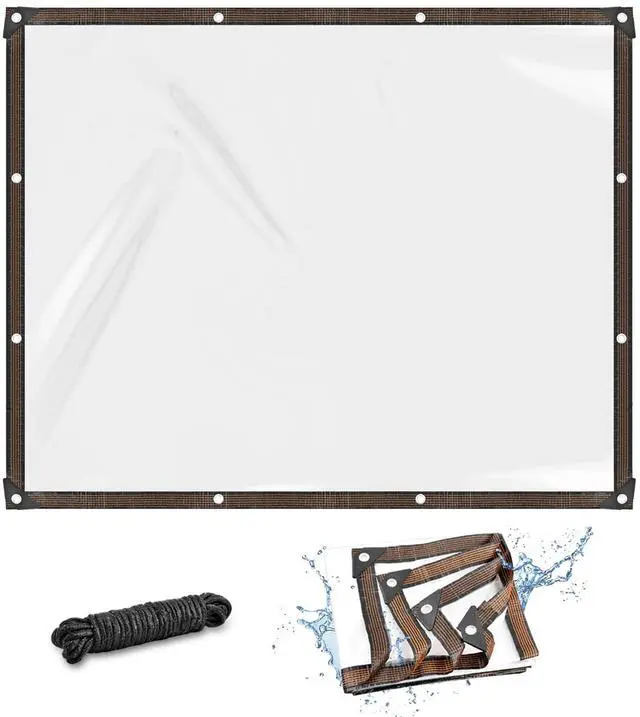 Main image of Clear Waterproof Tarps, Poly Tarpaulin with Grommets Heavy Duty Waterproof Tarp Cover Outdoor Garden Rainproof Covering Outdoor Transparent Cover for Plants Gardens and Patios (6.6x8.2ft)