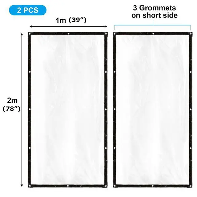Alt view image 5 of 7 - Cosmos 2 Pcs Clear Tarp Cover Heavy Duty Transparent Plastic Tarpaulin Rain Tarp with Grommets for Garden Greenhouse Plant Cover Balcony Patio Outdoor Camping, Waterproof & Tear Resistant, 78 x 39 in