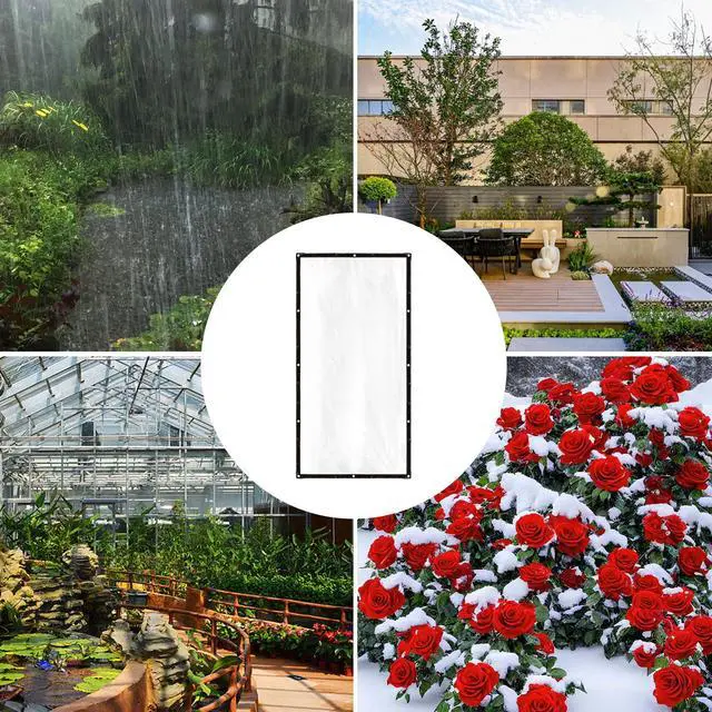 Alt view image 7 of 7 - Cosmos 2 Pcs Clear Tarp Cover Heavy Duty Transparent Plastic Tarpaulin Rain Tarp with Grommets for Garden Greenhouse Plant Cover Balcony Patio Outdoor Camping, Waterproof & Tear Resistant, 78 x 39 in
