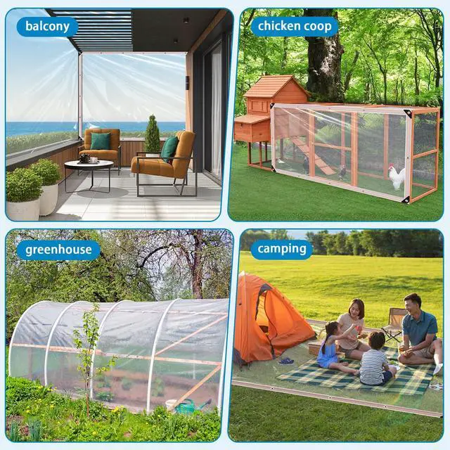 Alt view image 5 of 7 - Welacymet Clear Vinyl Tarp 4x6ft,10 Mil UV Resistant Waterproof Cover