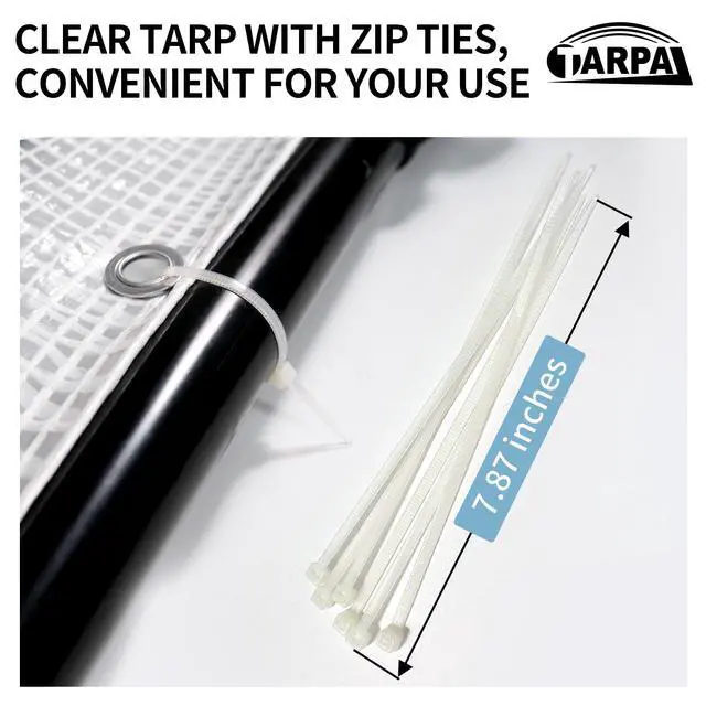 Alt view image 4 of 7 - TARPAL 4'x10' Clear White Tarp Heavy Duty Waterproof 12mil with Grommets or Zip Ties for Small Greenhouse for Outdoors Garden,Farm,Chicken Coops