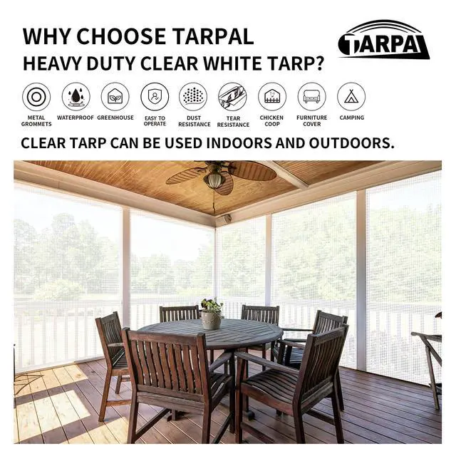 Alt view image 6 of 7 - TARPAL 4'x10' Clear White Tarp Heavy Duty Waterproof 12mil with Grommets or Zip Ties for Small Greenhouse for Outdoors Garden,Farm,Chicken Coops
