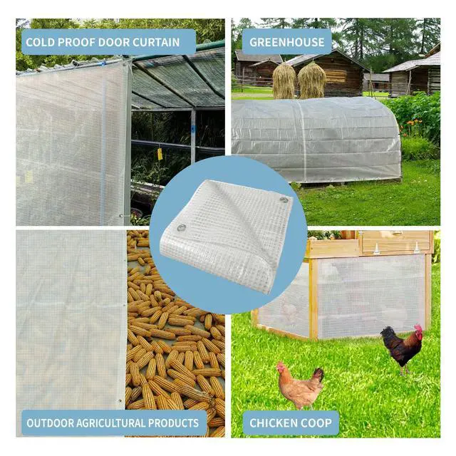 Alt view image 7 of 7 - TARPAL 4'x10' Clear White Tarp Heavy Duty Waterproof 12mil with Grommets or Zip Ties for Small Greenhouse for Outdoors Garden,Farm,Chicken Coops