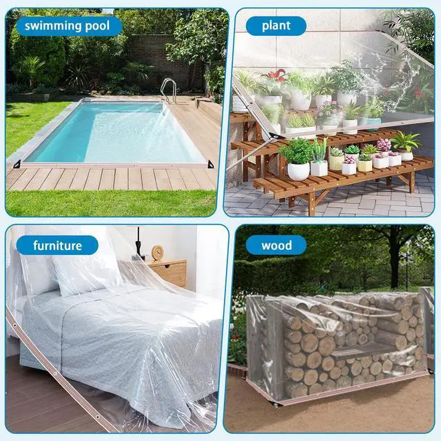 Alt view image 6 of 7 - Welacymet Clear Vinyl Tarp 4x6ft,10 Mil UV Resistant Waterproof Cover