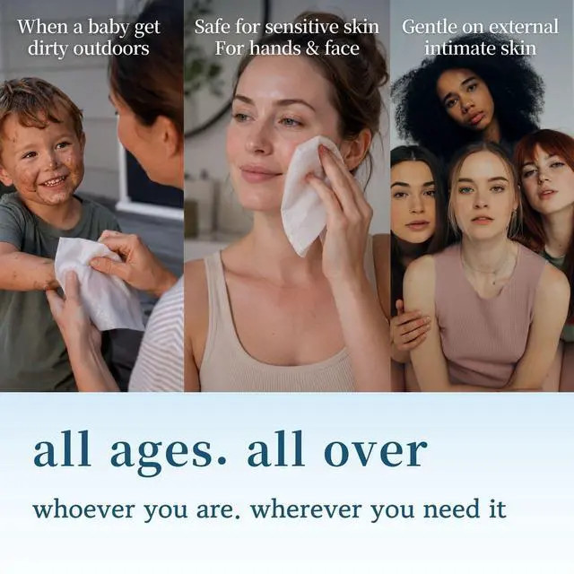 Alt view image 4 of 7 - Blissmile 100% Water Wet Wipes, Individually Wrapped Travel Size - Unscented & Fragrance-Free, 100% Cotton - Gentle for Baby, Women & Sensitive Skin - Face, Hand, Body & Feminine Care - 22 ct