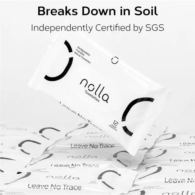 Alt view image 3 of 6 - Nolla Flushable Wipes Travel Packs, 100% Plant-Based, Plastic-Free and Biodegradable - Unscented + Soothing Aloe and Vitamin E 120 Count (10 Packs of 12)