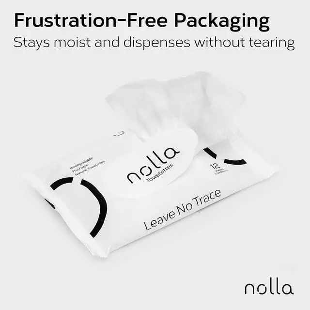 Alt view image 4 of 6 - Nolla Flushable Wipes Travel Packs, 100% Plant-Based, Plastic-Free and Biodegradable - Unscented + Soothing Aloe and Vitamin E 120 Count (10 Packs of 12)