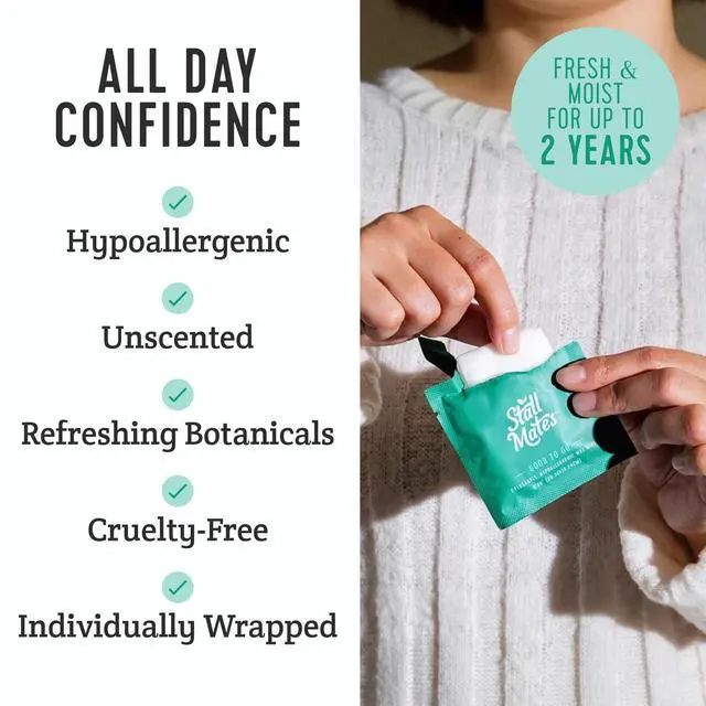 Alt view image 2 of 7 - Stall Mates - Flushable Wipes, Individually Wrapped, Travel Friendly, Unscented with Cucumber, Vitamin-E & Aloe, (30 on-the-go singles)