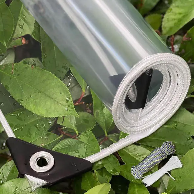Main image of SHADEPLUS Clear Tarp 3'x6' 15MIL - Heavy-Duty Transparent Waterproof, Wind & Tear-Resistant Clear PVC Tarp Includes Cable Ties & Fixing Rope. Ideal for Terraces, Pavilions, Porches & More