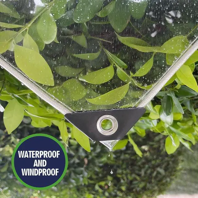 Alt view image 5 of 7 - SHADEPLUS Clear Tarp 3'x6' 15MIL - Heavy-Duty Transparent Waterproof, Wind & Tear-Resistant Clear PVC Tarp Includes Cable Ties & Fixing Rope. Ideal for Terraces, Pavilions, Porches & More