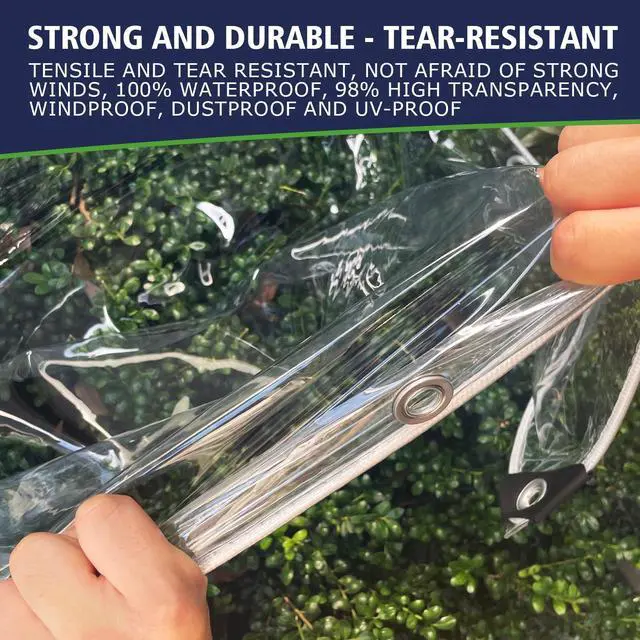 Alt view image 6 of 7 - SHADEPLUS Clear Tarp 3'x6' 15MIL - Heavy-Duty Transparent Waterproof, Wind & Tear-Resistant Clear PVC Tarp Includes Cable Ties & Fixing Rope. Ideal for Terraces, Pavilions, Porches & More